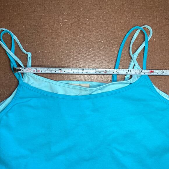 Vintage Y2K Faded Glory Double Layer built in bra cami tank turquoise blue XL - Picture 10 of 11